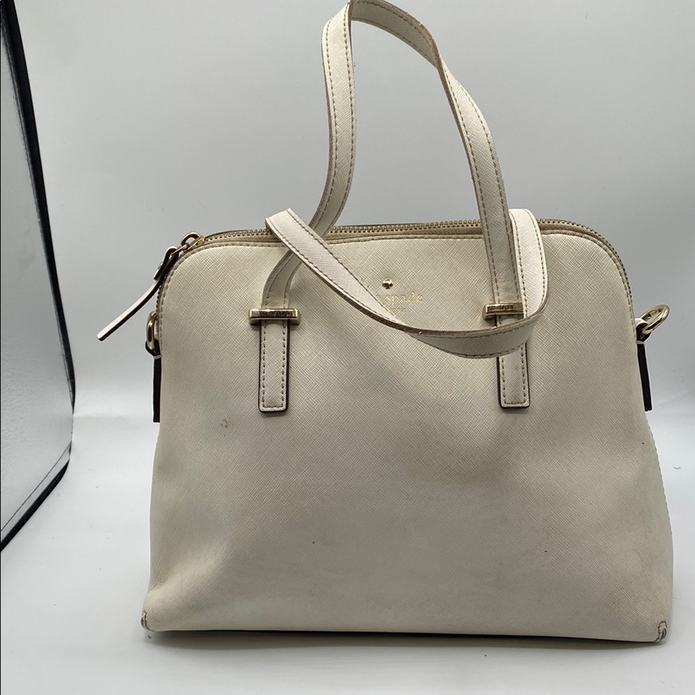 678 Kate Spade cream leather handbag no crossbody strap Preowned